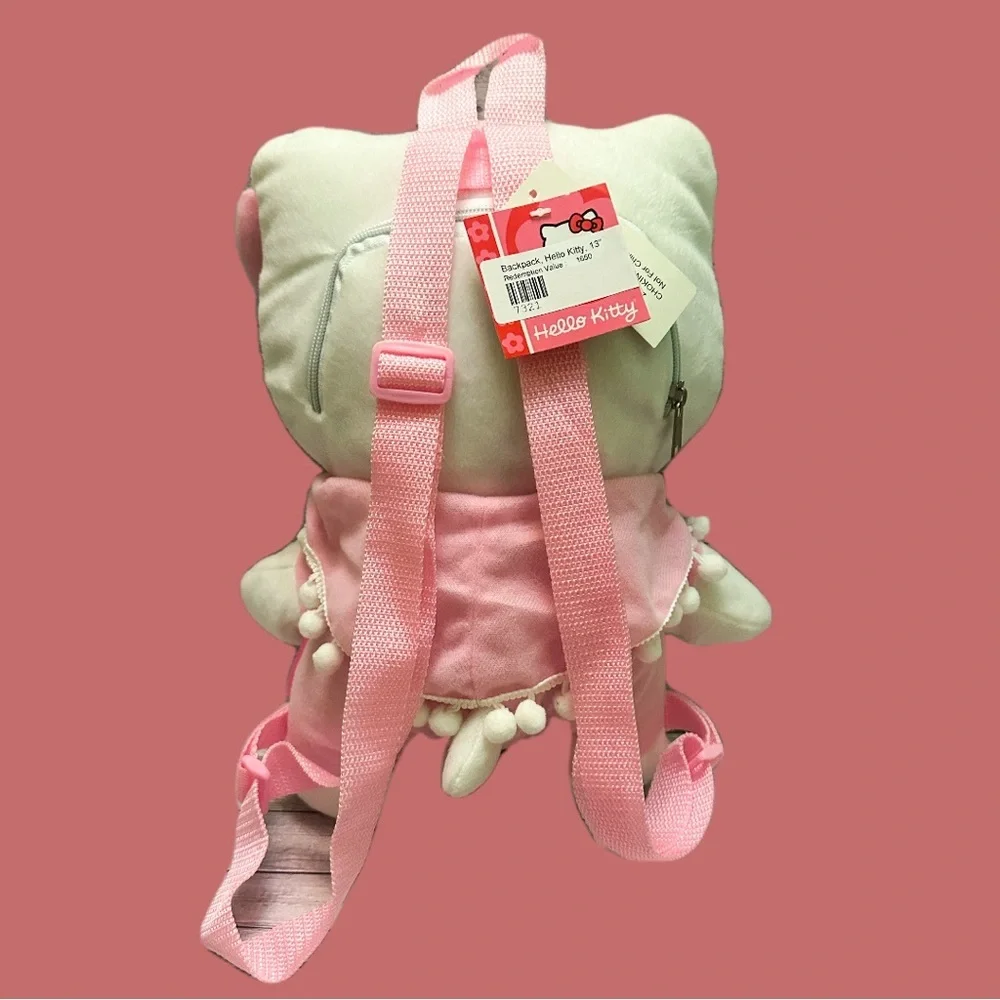 Hello Kitty Pink and White Plush Backpack Girls